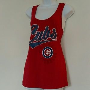 Tops - Chicago Cubs racerback tank with glitter lettering Tops - Chicago Cubs racerback tank with glitter lettering